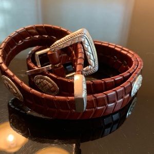 Leather braided belt